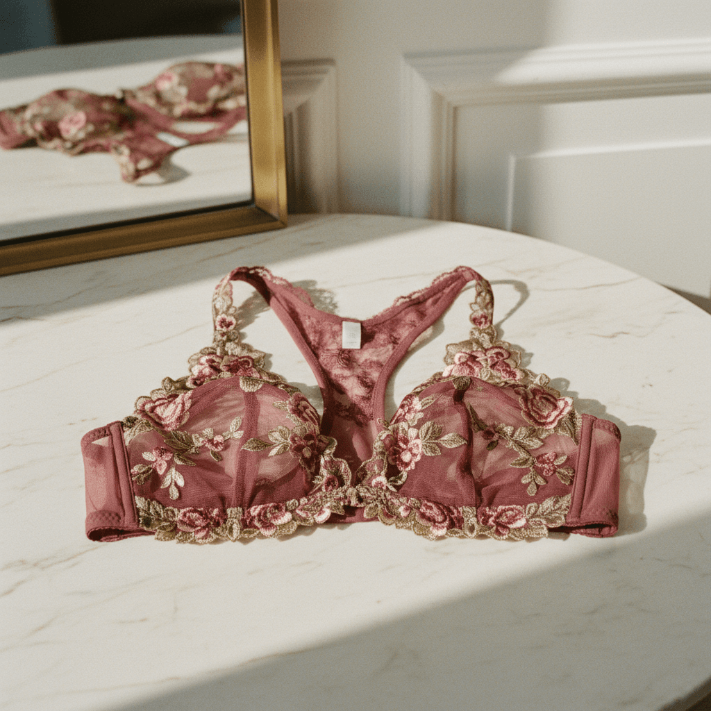 Brassière Nina — Tulle brodé bordeaux - Image 1