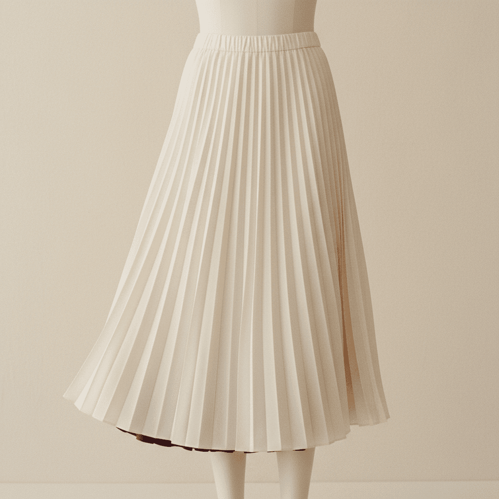 Jupe plissée Solène — Crêpe ivoire - Image 1
