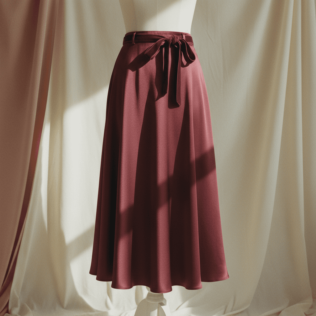 Jupe satin Manon — Bordeaux soie - Image 1
