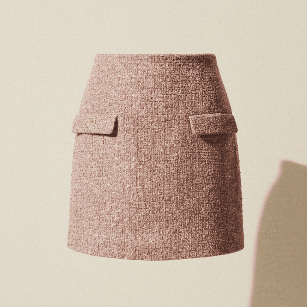 Jupe tweed Coco — Bouclette mauve - Image 1