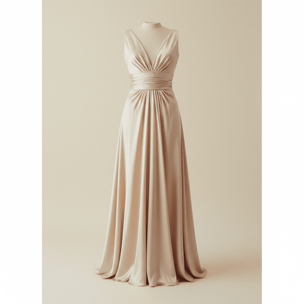 Robe longue Aurore — Soie ivoire - Image 1