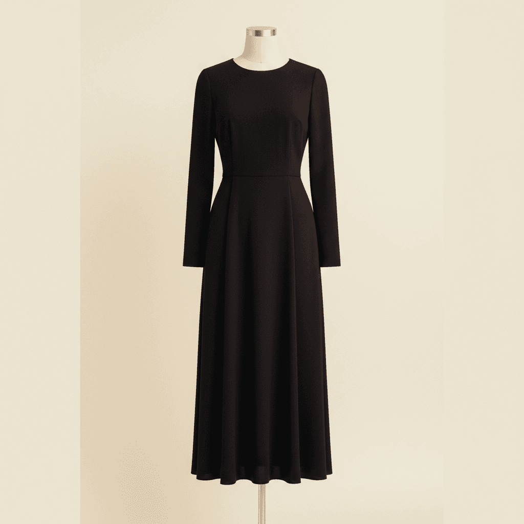 Robe midi Capucine — Crêpe noir - Image 1