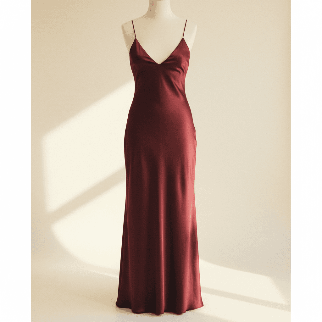 Robe satin Élise — Bordeaux profond - Image 1