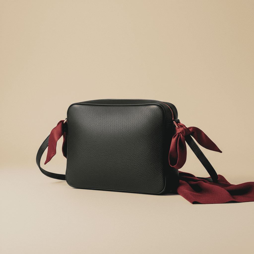 Sac bandoulière Camille — Cuir grainé noir - Image 1