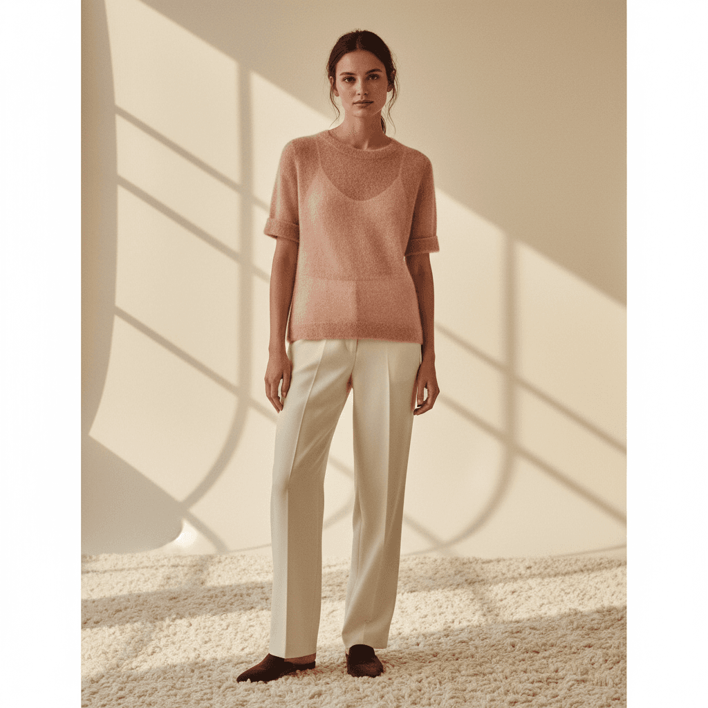 T-shirt Joy — Mohair rose poudré - Image 1