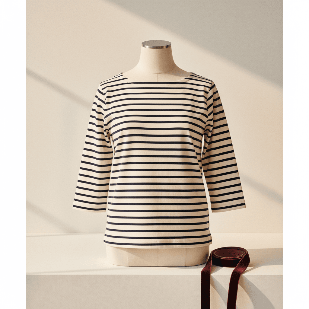 T-shirt rayé Élodie — Marin coton - Image 1