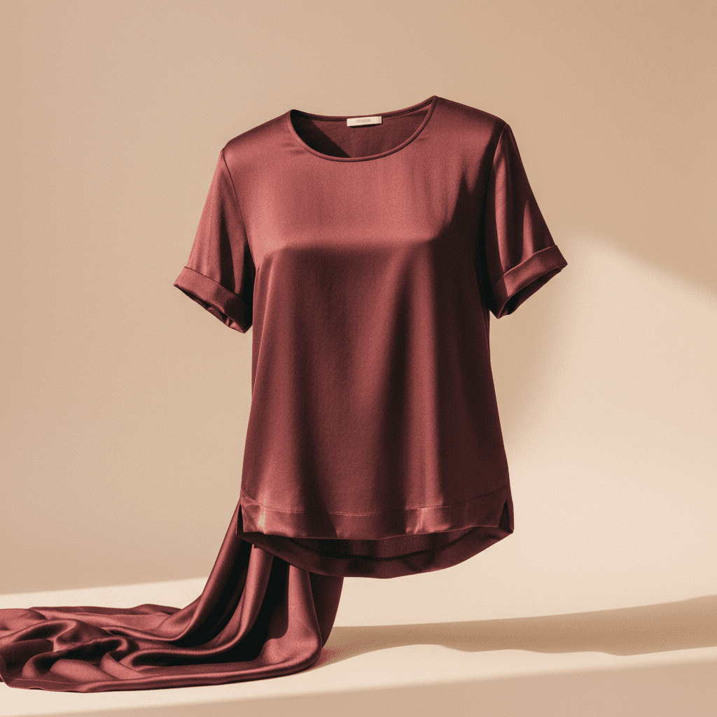 T-shirt soie Léna — Bordeaux lavé - Image 1