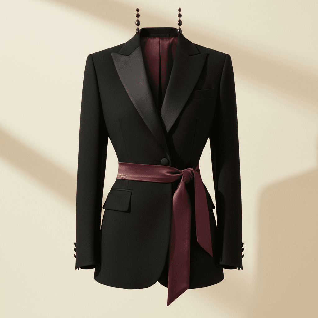 Veste smoking Olympia — Satin noir - Image 1